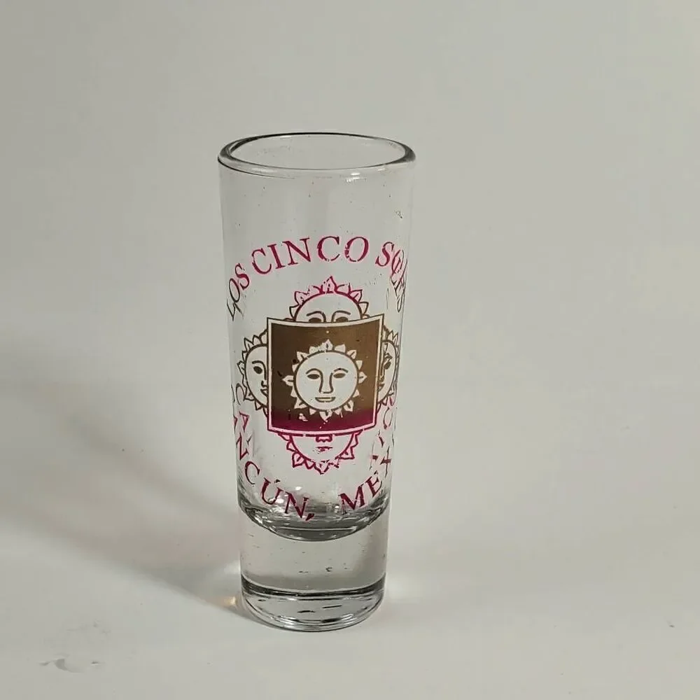 Collectible Shot Glasses Los Cinco Sol Cancun, MX